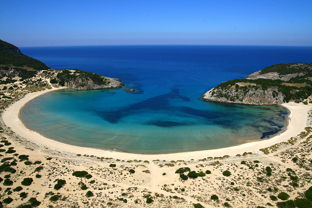 Voidokilia Beach is a popular beach in Messinia in the Mediterranean area