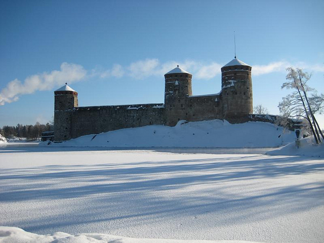 Olavinlinna castle in winter