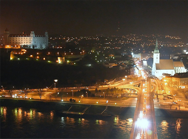 The view from the top of the Nový Most bridge from the UFO restaurant