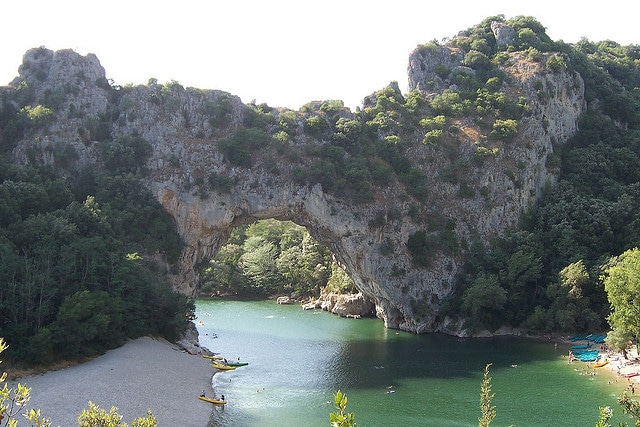 Ardeche Gorge A River Through A Gigantic Natural Bridge In France