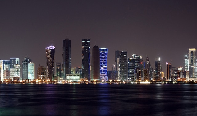 Doha, Qatar skyline by night