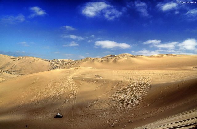 The desert of Huacachina, with the highest sand dunes in the world