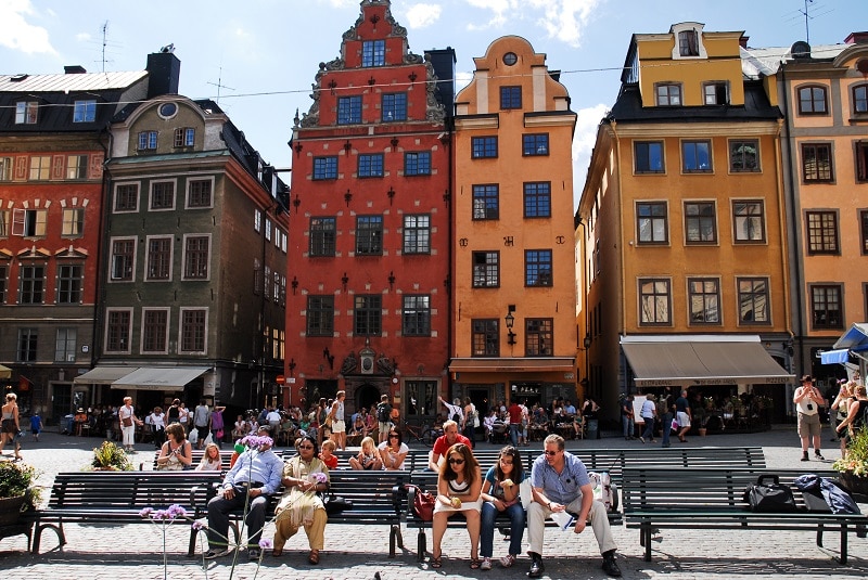 Stortorget square architecture, Gamla stan, Stockholm, Sweden, Northern Europe.