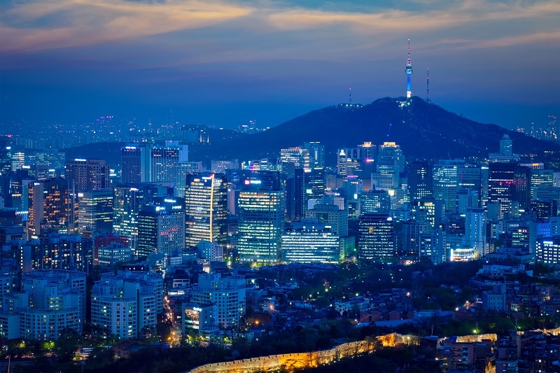 Seoul skyline in the night, South Korea.