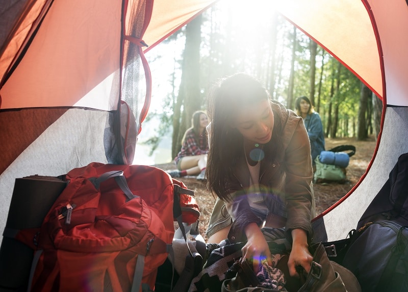 Girl Traveling Destination Camping Concept