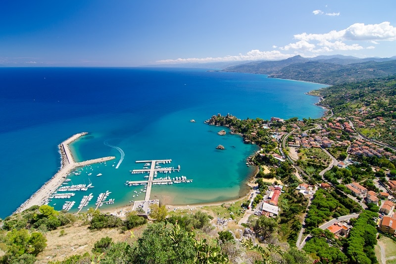 Aerial view of the Cefalu, Sicily, Italy.