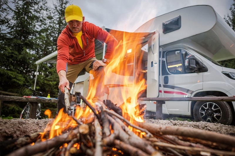 Motorhome Spot and Campfire