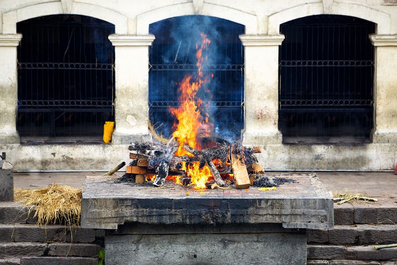 Cremation ghat and ceremony in Nepal