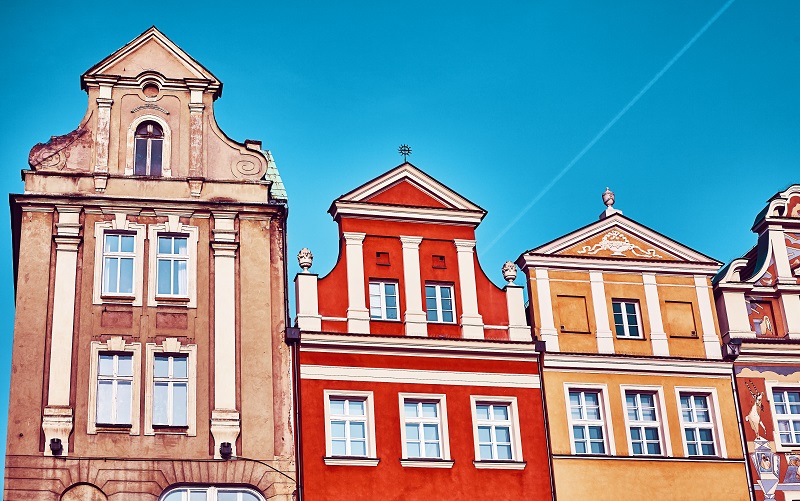 Houses at Poznan Old Market Square, Poland.