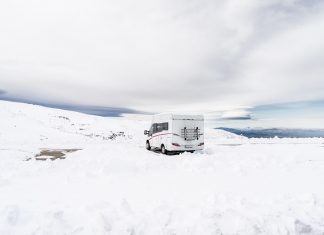 Motorhome at ski resort of Sierra Nevada