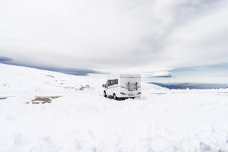 Motorhome at ski resort of Sierra Nevada