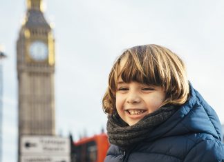 Smiling child on holidays in London