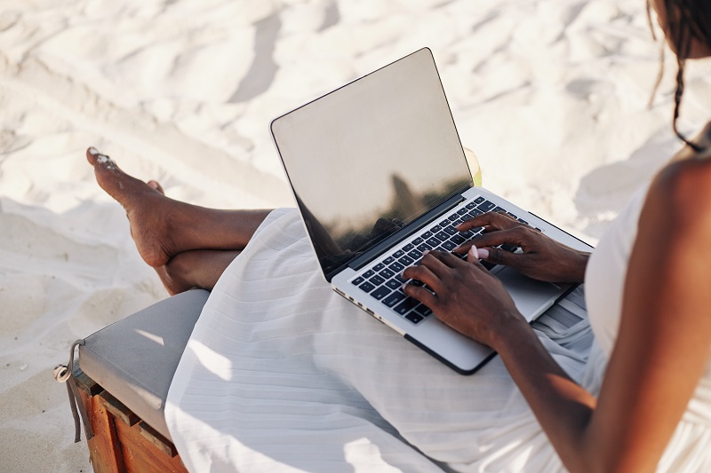 Young woman working remotely