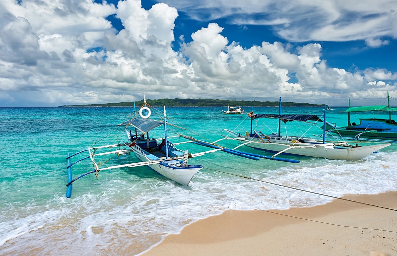 Beautiful beach with boat at Philippines