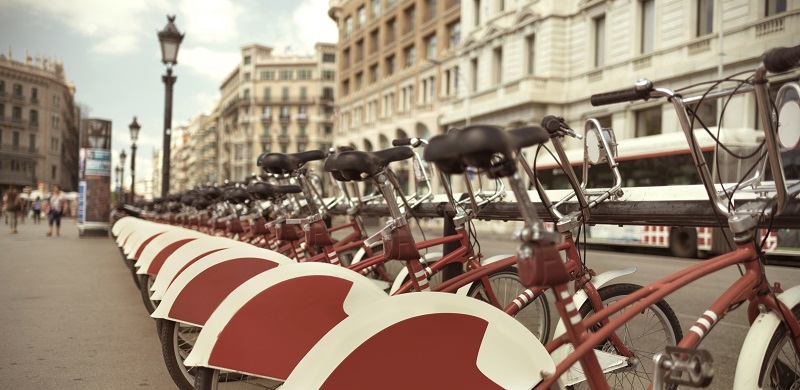 Group of bicycles in Barcelona