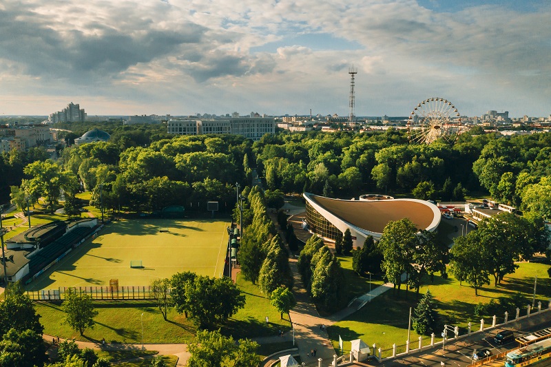 Sports ground and sports complex in the city's Gorky Park in Minsk.Soccer field and hockey complex in the city of Minsk.Belarus