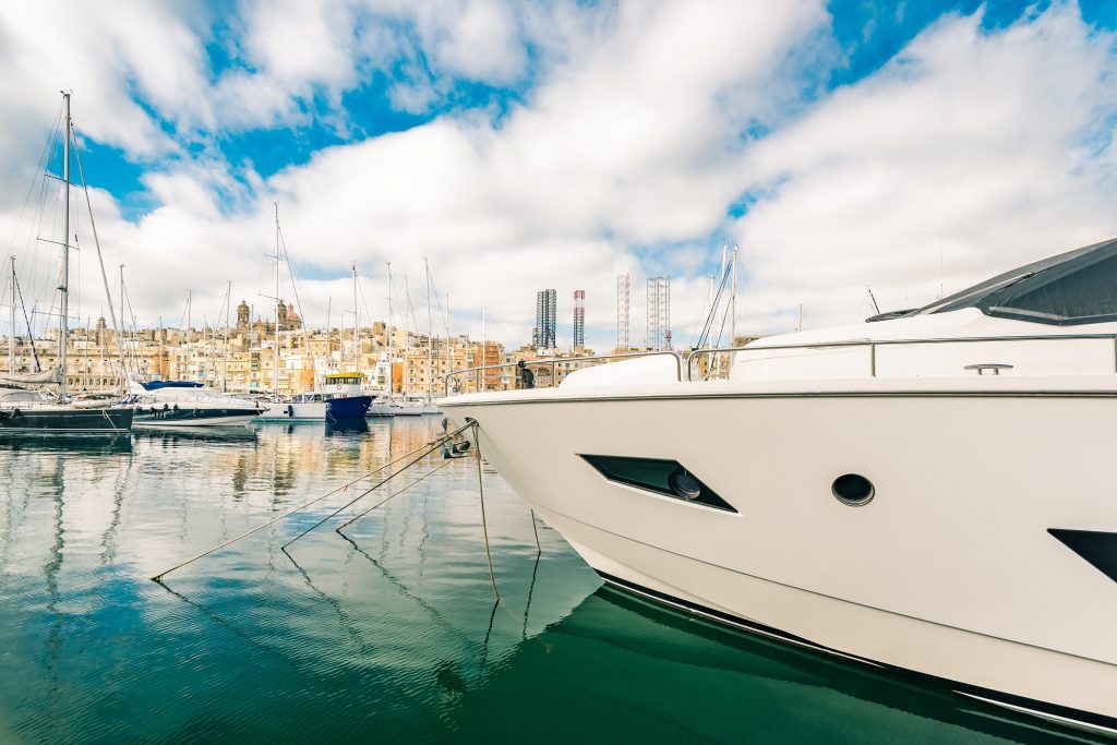 Luxury yacht in Malta marina