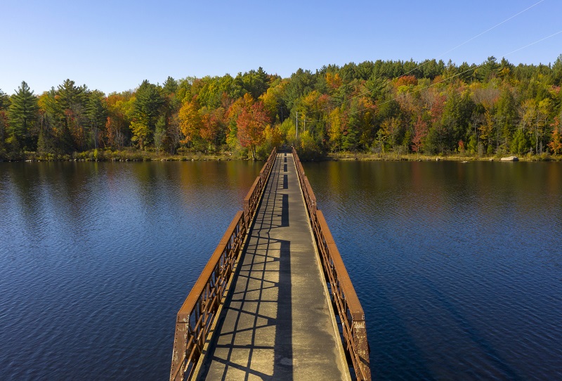 Pedestrian Bridge Lake Crossing Adirondack State Park New York