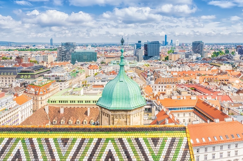 Vienna from the observation deck of the Steffl Tower