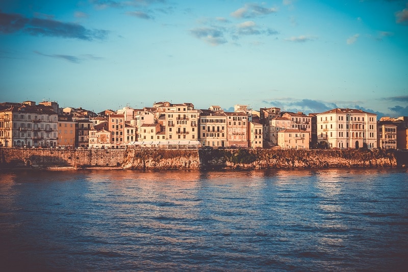 Corfu old town on the coast of the Corfu Island in the Aegean se