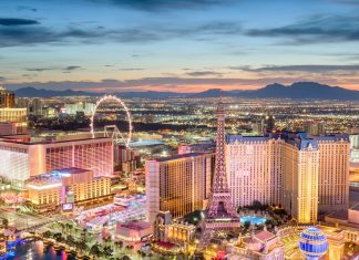 Las Vegas, Nevada, USA skyline over the strip
