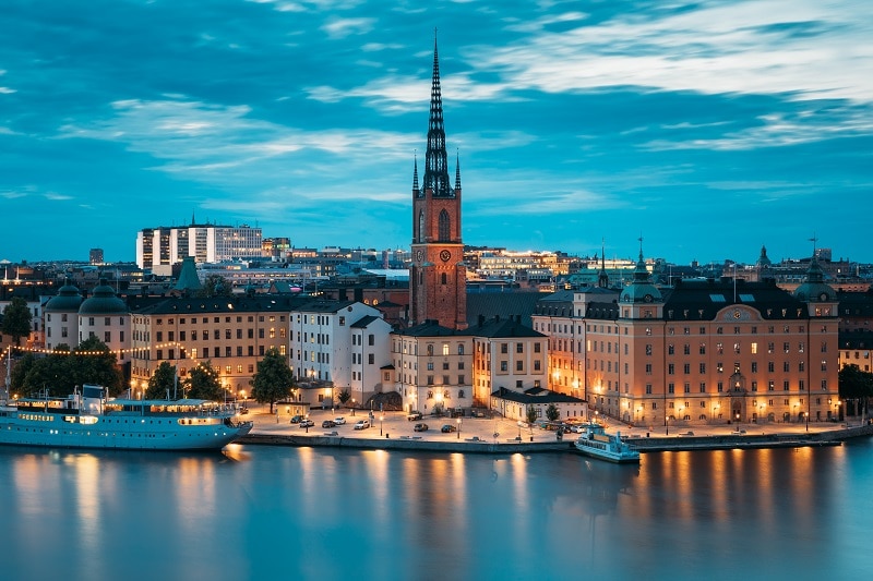 Stockholm, Sweden. Scenic View Of Stockholm Skyline At Summer Ev