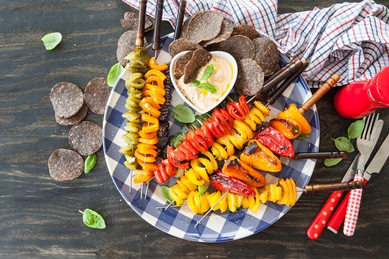 Colorful veggie skewers