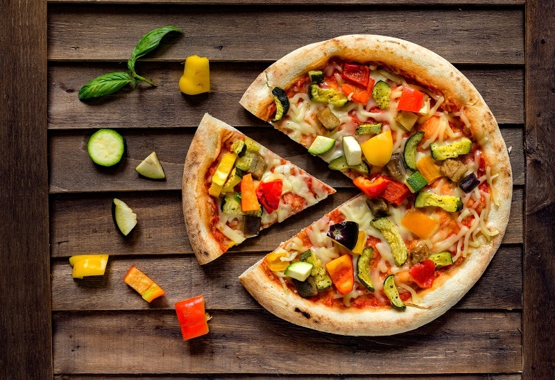Vegan Pizza on wood