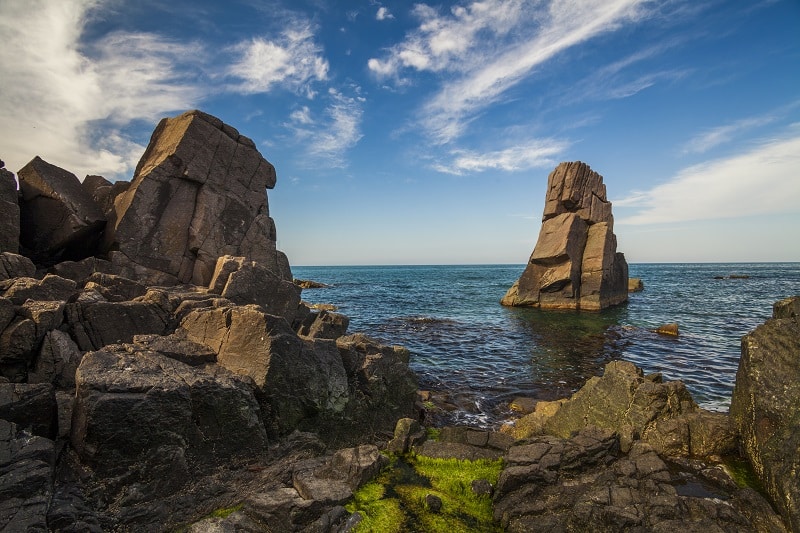 Picturesque sea landscape with rocky shore. Bulgaria.